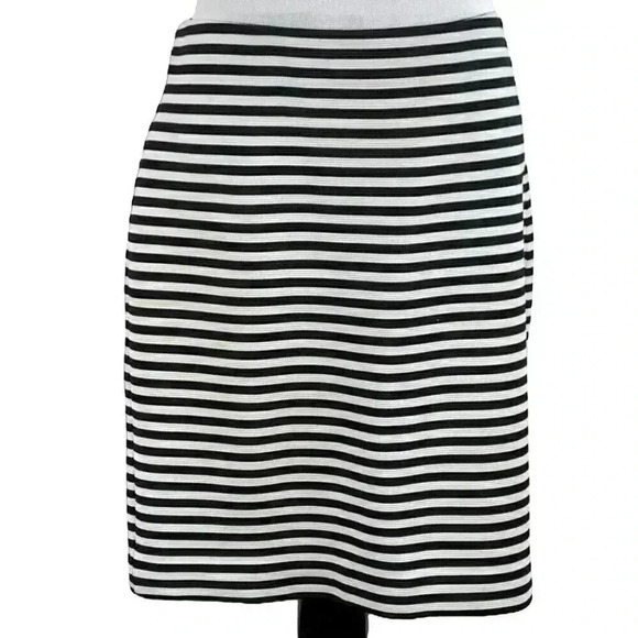 Ann Taylor loft outlet womens skirt size 6 Black white striped pencil - Picture 1 of 9